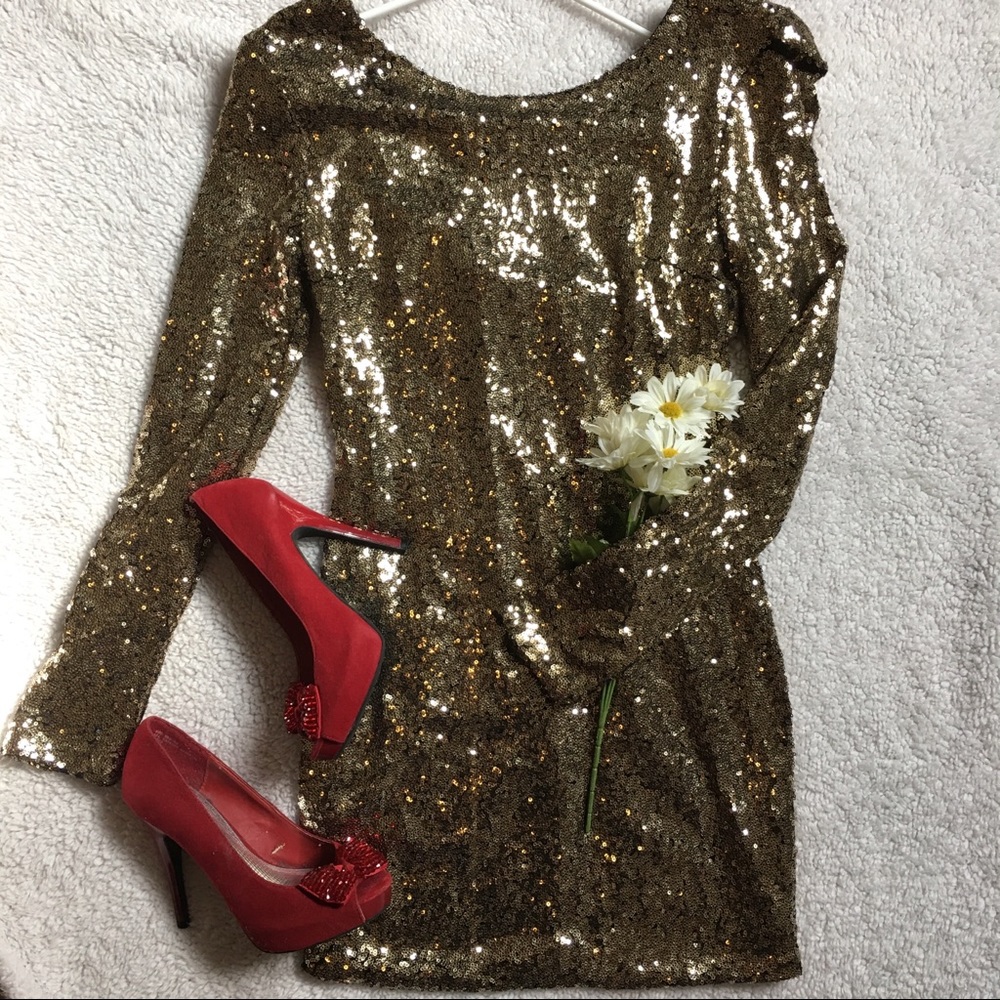 Gold sequin Holiday Mini dress✨